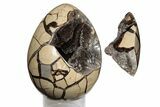 Polished Septarian Dragon Egg Geode - Black Crystals #191461-2
